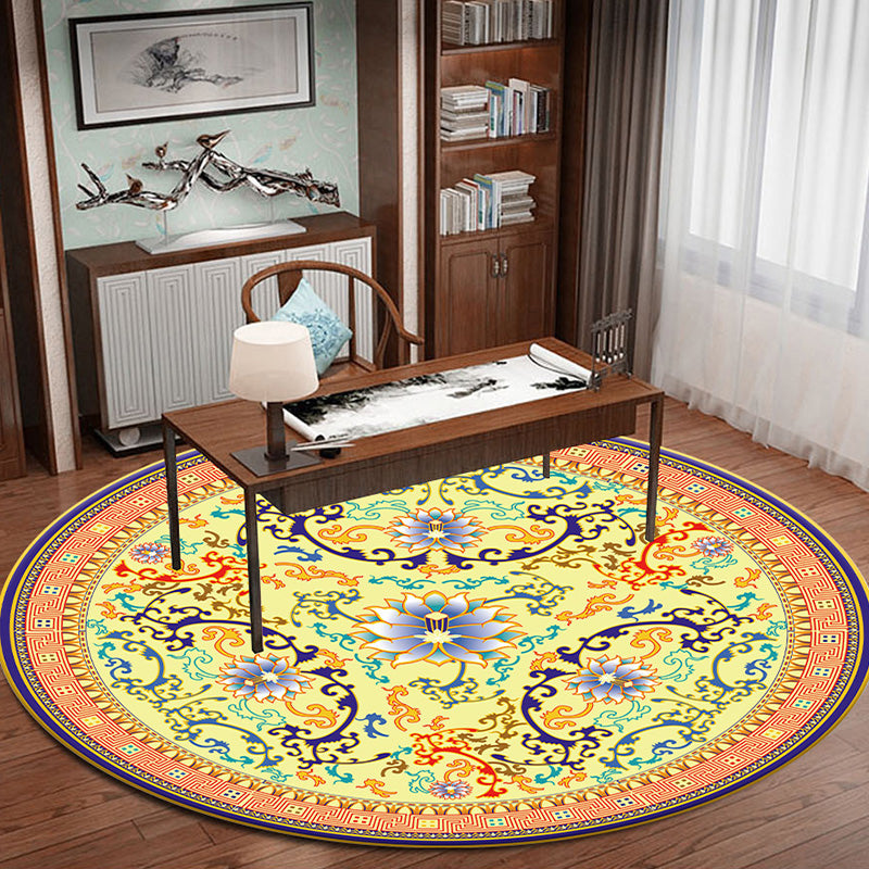 Classy Zen Art Print Rug Multi-Color Chinese Rug Polyester Stain Resistant Anti-Slip Rug for Study Room Lemon Yellow Clearhalo 'Area Rug' 'Rug' 2257296