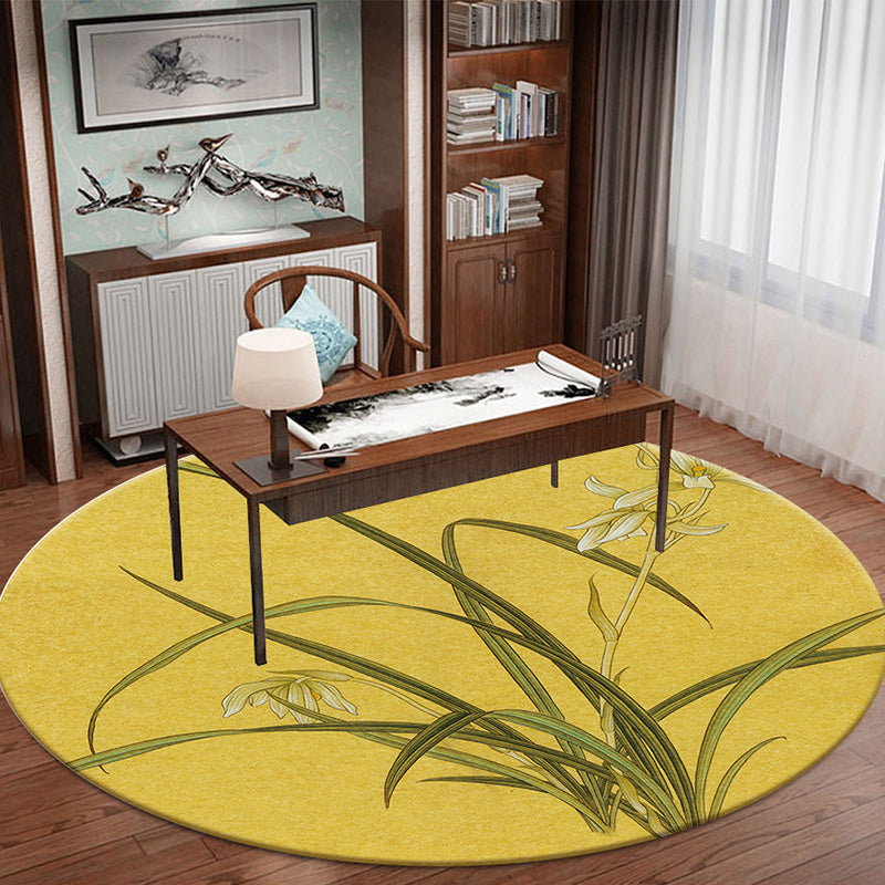 Classy Zen Art Print Rug Multi-Color Chinese Rug Polyester Stain Resistant Anti-Slip Rug for Study Room Fluorescent Yellow Clearhalo 'Area Rug' 'Rug' 2257298