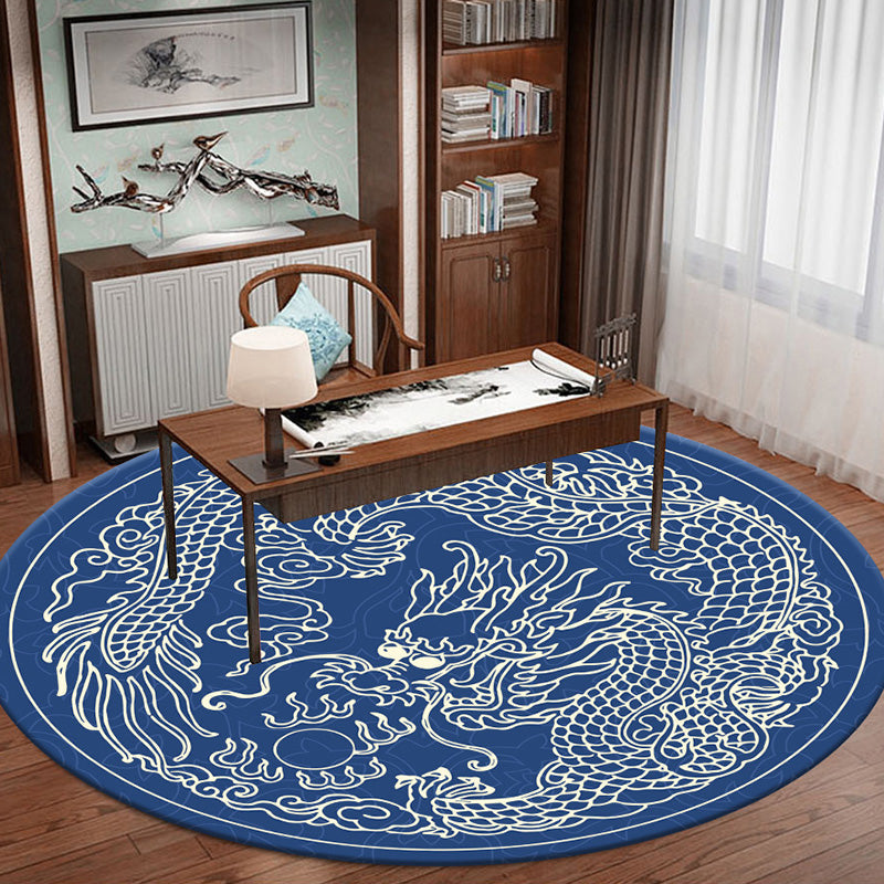 Classy Zen Art Print Rug Multi-Color Chinese Rug Polyester Stain Resistant Anti-Slip Rug for Study Room Royal Blue Clearhalo 'Area Rug' 'Rug' 2257299