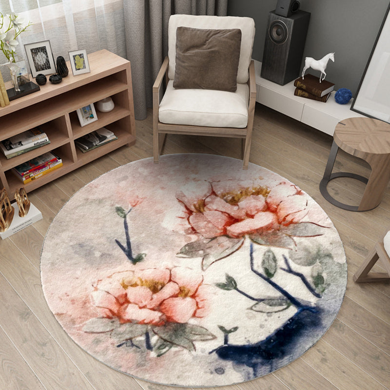 Festive Flower Print Rug Multi Colored Chinese Rug Polypropylene Stain Resistant Non-Slip Pet-Friendly Rug for Bedroom Nude Pink Clearhalo 'Area Rug' 'Rug' 2257317
