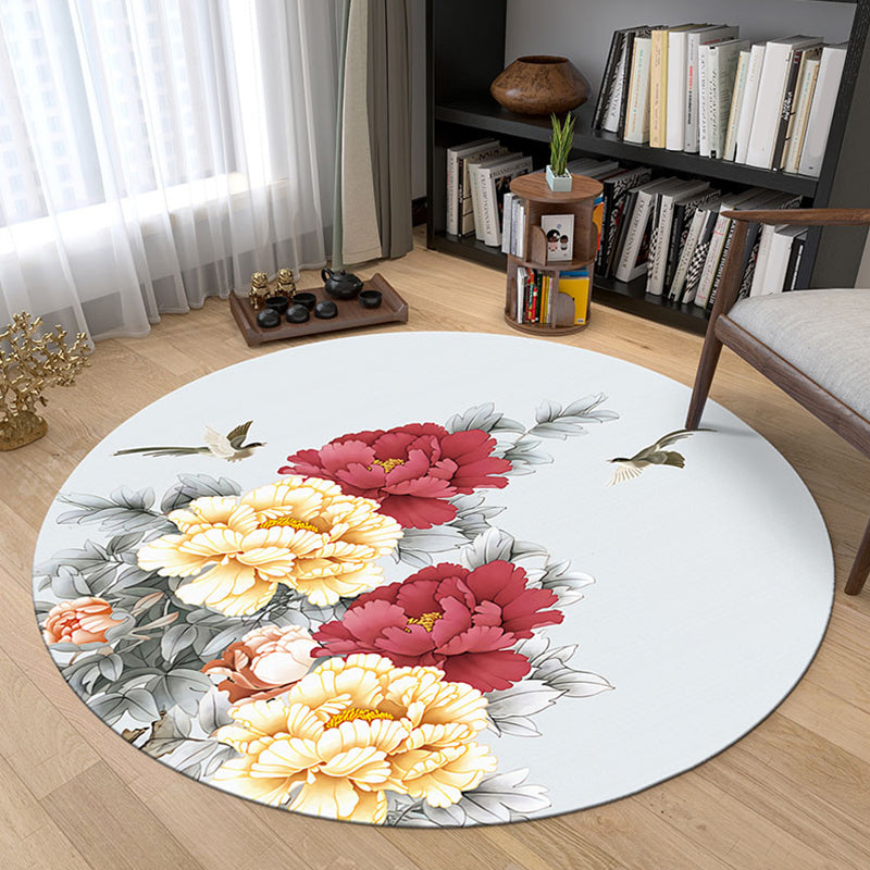 Festive Flower Print Rug Multi Colored Chinese Rug Polypropylene Stain Resistant Non-Slip Pet-Friendly Rug for Bedroom Gray Blue Clearhalo 'Area Rug' 'Rug' 2257318
