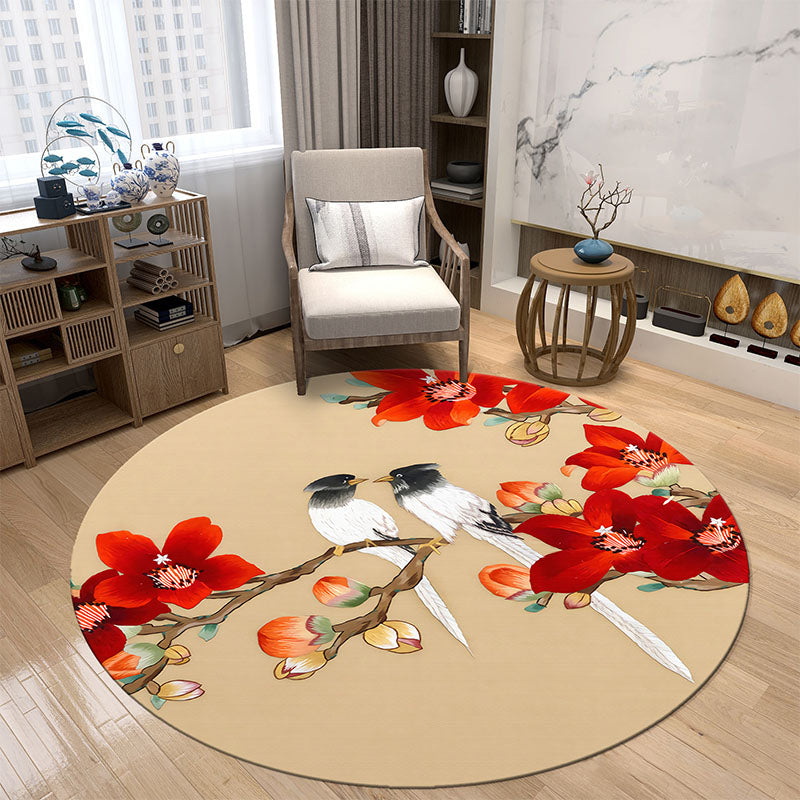 Festive Flower Print Rug Multi Colored Chinese Rug Polypropylene Stain Resistant Non-Slip Pet-Friendly Rug for Bedroom Ginger Clearhalo 'Area Rug' 'Rug' 2257323