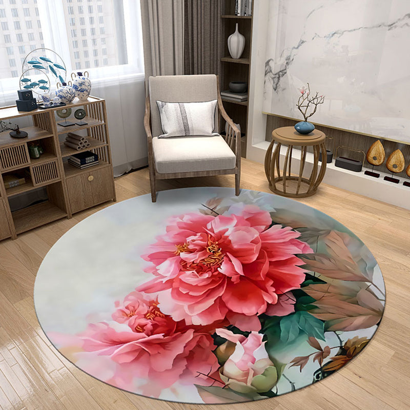 Festive Flower Print Rug Multi Colored Chinese Rug Polypropylene Stain Resistant Non-Slip Pet-Friendly Rug for Bedroom Pink Clearhalo 'Area Rug' 'Rug' 2257324