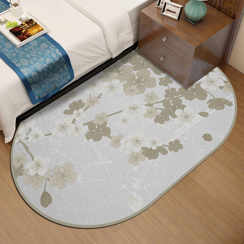 Chinese Style Bedroom Rug Multicolor Floral Carpet Synthetics Non-Slip Pet-Friendly Washable Rug Smoke Gray Clearhalo 'Area Rug' 'Rug' 2257329