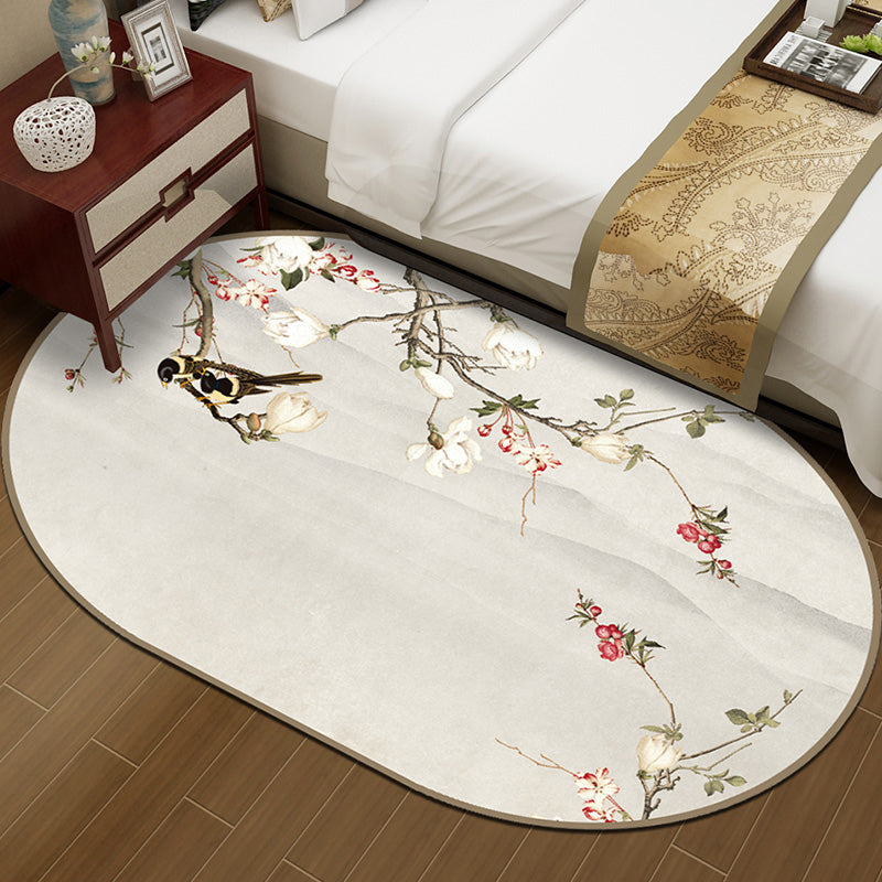 Chinese Style Bedroom Rug Multicolor Floral Carpet Synthetics Non-Slip Pet-Friendly Washable Rug Light Gray Clearhalo 'Area Rug' 'Rug' 2257336