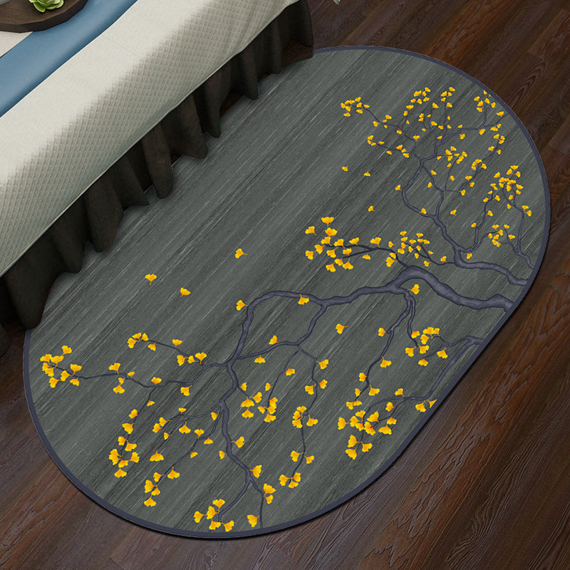 Chinese Style Bedroom Rug Multicolor Floral Carpet Synthetics Non-Slip Pet-Friendly Washable Rug Dark Gray Clearhalo 'Area Rug' 'Rug' 2257341