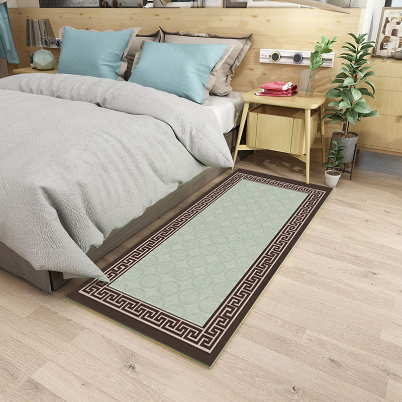 Elegant Flower Runner Rug Multi Colored Chinese Rug Polyester Washable Non-Slip Backing Pet-Friendly Rug for Bedroom Green Clearhalo 'Area Rug' 'Rug' 2257359
