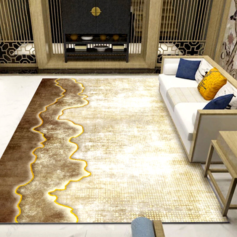 Oriental Drawing Printed Rug Multi Color Synthetics Rug Stain Resistant Washable Anti-Slip Backing Rug for Parlor Beige Clearhalo 'Area Rug' 'Rug' 2257381