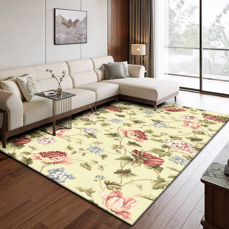 Oriental Drawing Printed Rug Multi Color Synthetics Rug Stain Resistant Washable Anti-Slip Backing Rug for Parlor Yellow Clearhalo 'Area Rug' 'Rug' 2257382