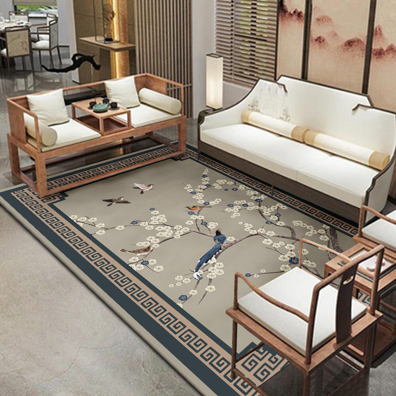 Oriental Drawing Printed Rug Multi Color Synthetics Rug Stain Resistant Washable Anti-Slip Backing Rug for Parlor Dark Gray Clearhalo 'Area Rug' 'Rug' 2257392