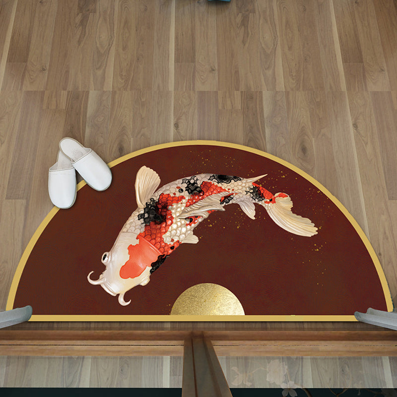 Multi-Color Asia Rug Synthetics Freehand Print Carpet Machine Washable Pet-Friendly Non-Slip Backing Rug for Door Dark Red Clearhalo 'Area Rug' 'Rug' 2257397