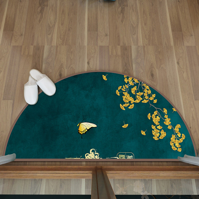 Multi-Color Asia Rug Synthetics Freehand Print Carpet Machine Washable Pet-Friendly Non-Slip Backing Rug for Door Green Clearhalo 'Area Rug' 'Rug' 2257404