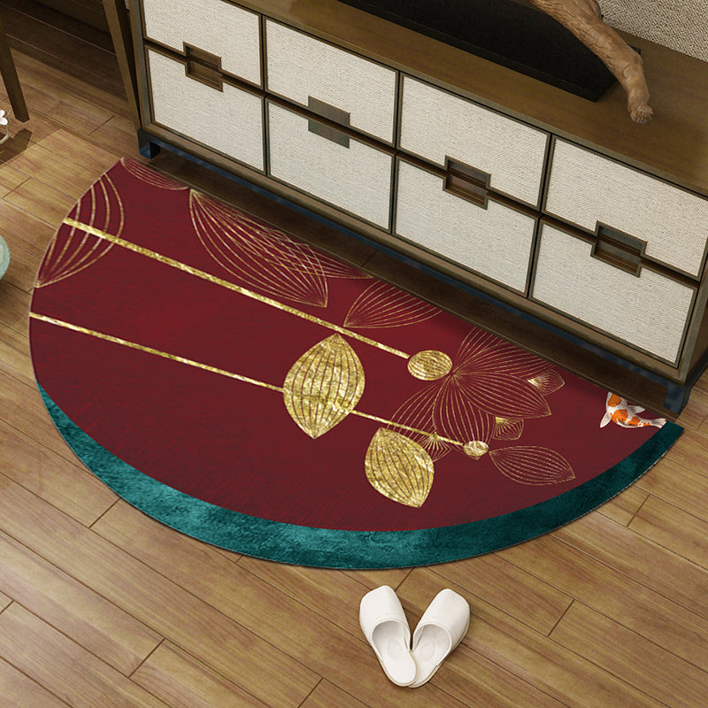 Multi-Color Asia Rug Synthetics Freehand Print Carpet Machine Washable Pet-Friendly Non-Slip Backing Rug for Door Brick Red Clearhalo 'Area Rug' 'Rug' 2257405