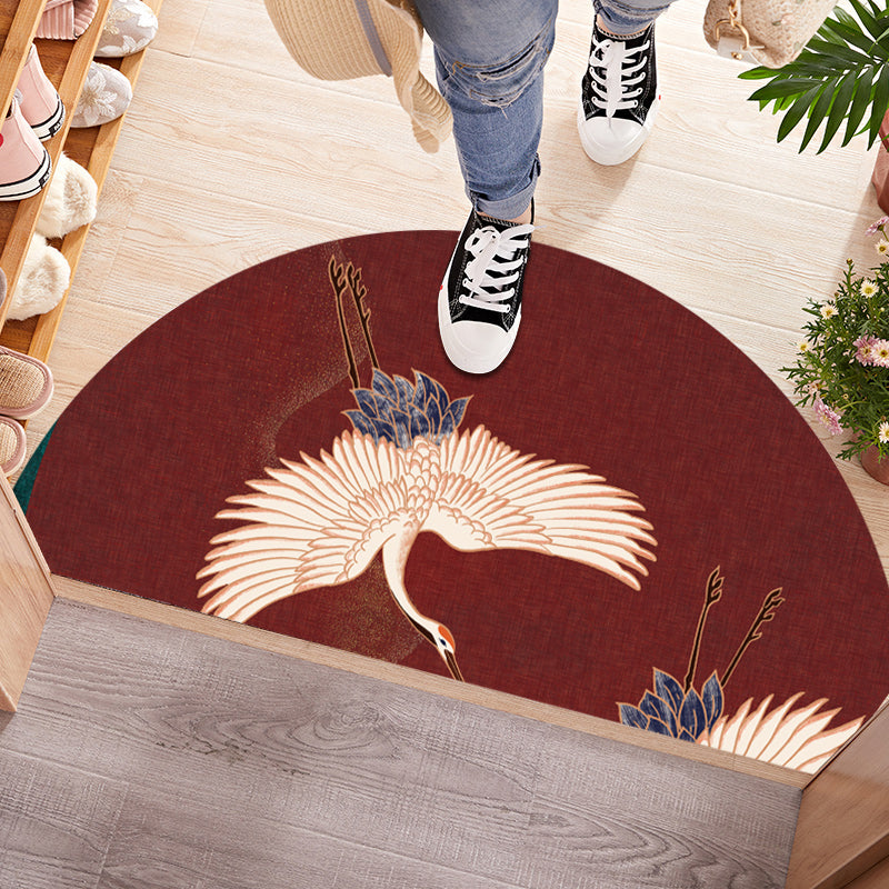 Multi-Color Asia Rug Synthetics Freehand Print Carpet Machine Washable Pet-Friendly Non-Slip Backing Rug for Door Crimson Clearhalo 'Area Rug' 'Rug' 2257406