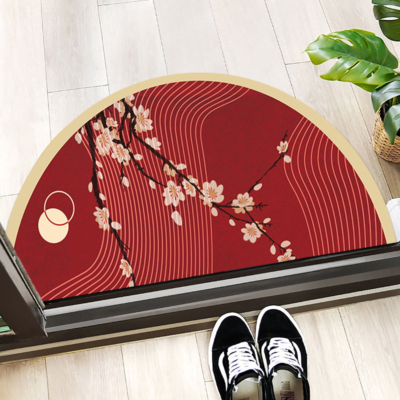 Multi-Color Asia Rug Synthetics Freehand Print Carpet Machine Washable Pet-Friendly Non-Slip Backing Rug for Door Light Burgundy Clearhalo 'Area Rug' 'Rug' 2257407