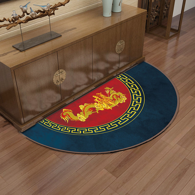 Multi-Color Asia Rug Synthetics Freehand Print Carpet Machine Washable Pet-Friendly Non-Slip Backing Rug for Door Navy 2’11" x 5'11" Clearhalo 'Area Rug' 'Rug' 2257409