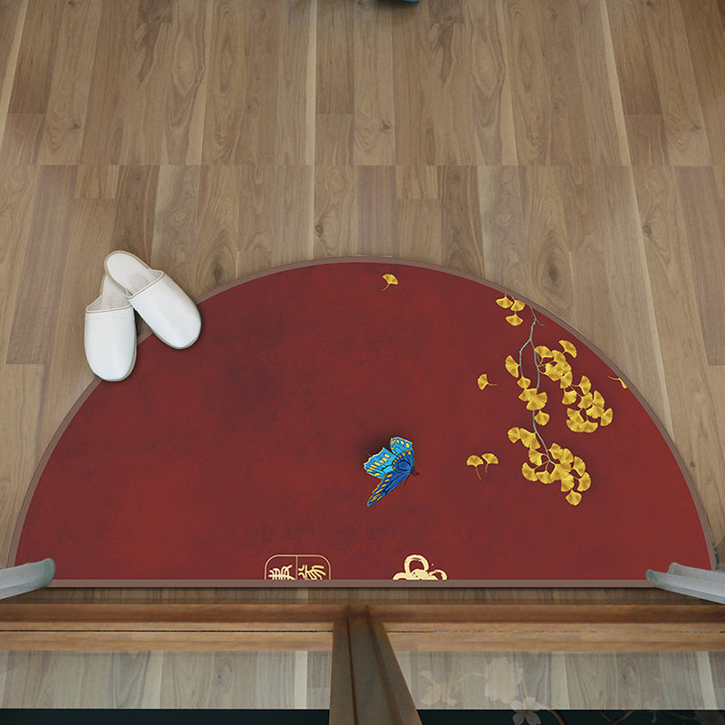 Multi-Color Asia Rug Synthetics Freehand Print Carpet Machine Washable Pet-Friendly Non-Slip Backing Rug for Door Red Clearhalo 'Area Rug' 'Rug' 2257411