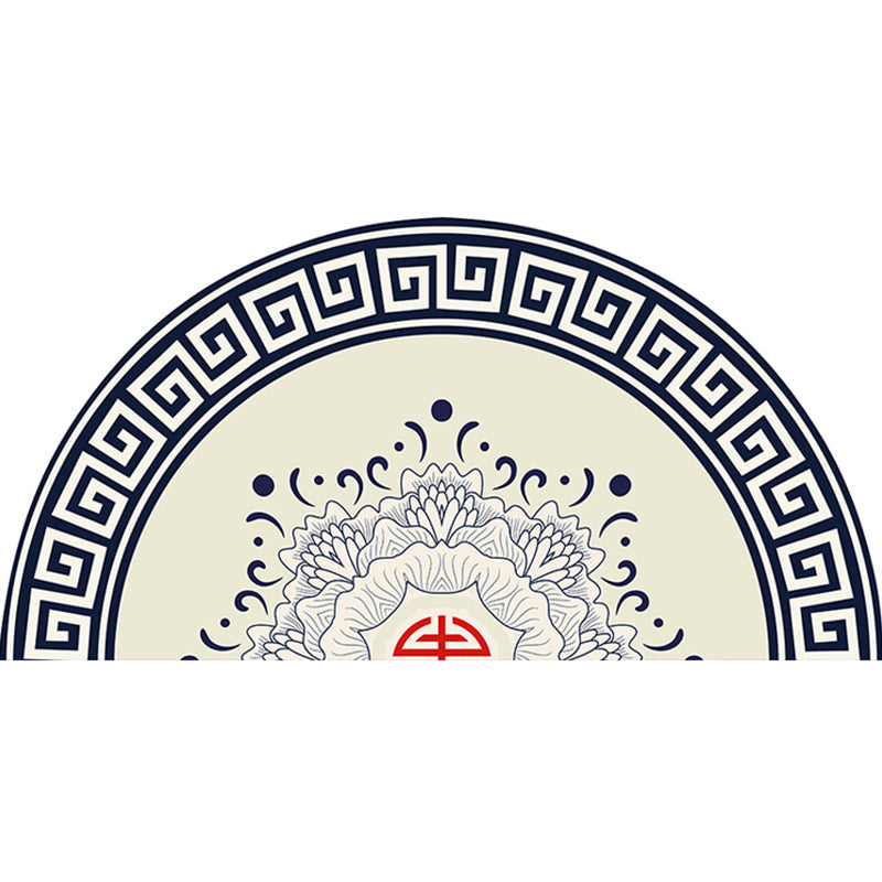 Chinoiserie Bedside Rug Multi Color Print Carpet Polypropylene Stain Resistant Non-Slip Rug with Greek Key Border Light Beige Clearhalo 'Area Rug' 'Rug' 2257429