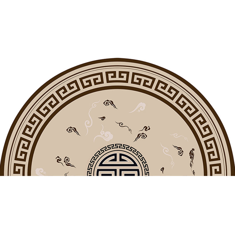 Chinoiserie Bedside Rug Multi Color Print Carpet Polypropylene Stain Resistant Non-Slip Rug with Greek Key Border Khaki Clearhalo 'Area Rug' 'Rug' 2257432