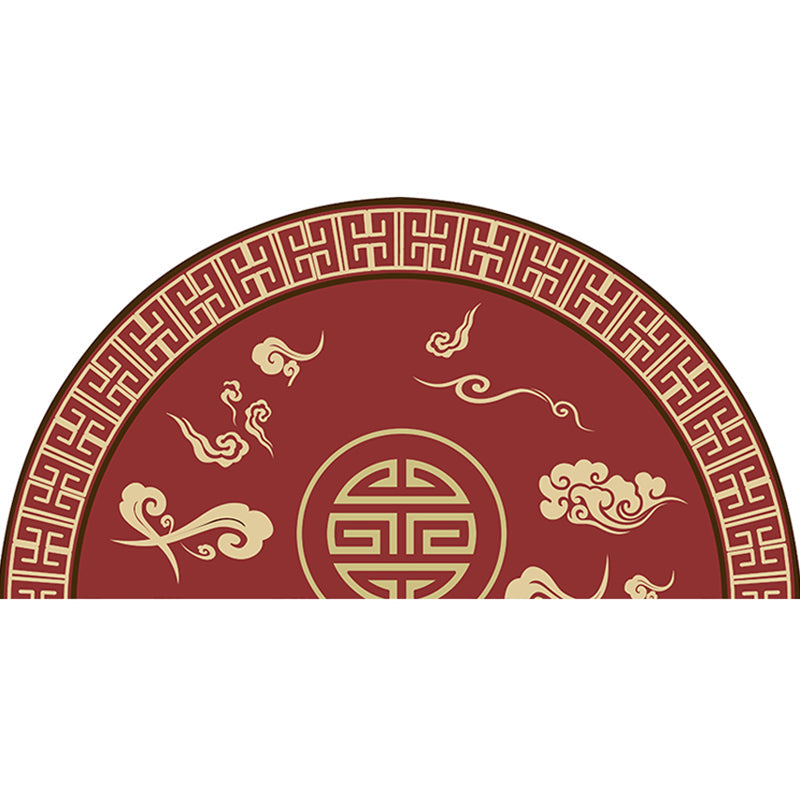 Chinoiserie Bedside Rug Multi Color Print Carpet Polypropylene Stain Resistant Non-Slip Rug with Greek Key Border Red Clearhalo 'Area Rug' 'Rug' 2257434