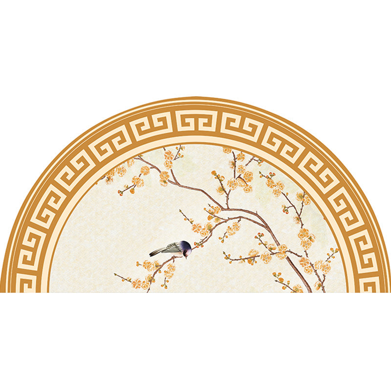 Chinoiserie Bedside Rug Multi Color Print Carpet Polypropylene Stain Resistant Non-Slip Rug with Greek Key Border Yellow Clearhalo 'Area Rug' 'Rug' 2257436