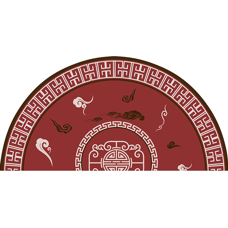 Chinoiserie Bedside Rug Multi Color Print Carpet Polypropylene Stain Resistant Non-Slip Rug with Greek Key Border Dark Red Clearhalo 'Area Rug' 'Rug' 2257441