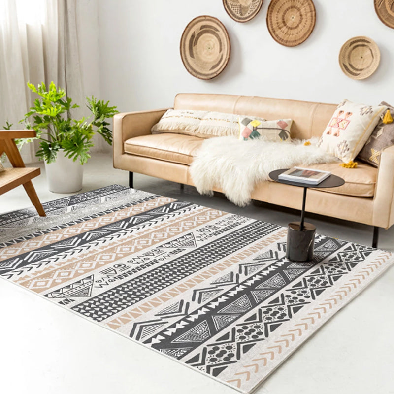 Native American Line Print Rug Multi Color Polypropylene Carpet Pet-Friendly Non-Slip Backing Machine Washable Rug for Drawing Room Light Yellow Clearhalo 'Area Rug' 'Rugs' 'Shabby Chic' 'Southwestern' Rug' 2257937