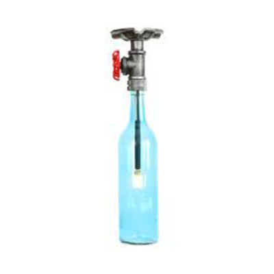 1 Light Ceiling Mounted Fixture with Wine Bottle Glass Shade and Valve Vintage Indoor Semi Mount Lighting in Grey/Brown Blue Clearhalo 'Ceiling Lights' 'Close To Ceiling Lights' 'Close to ceiling' 'Glass shade' 'Glass' 'Semi-flushmount' Lighting' 22585