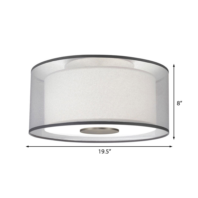 4 Lights Drum Flush Mount Lamp Classical White Fabric Ceiling Light Fixture, 16"/19.5���/23.5" Wide Clearhalo 'Ceiling Lights' 'Close To Ceiling Lights' 'Close to ceiling' 'Flush mount' Lighting' 225895