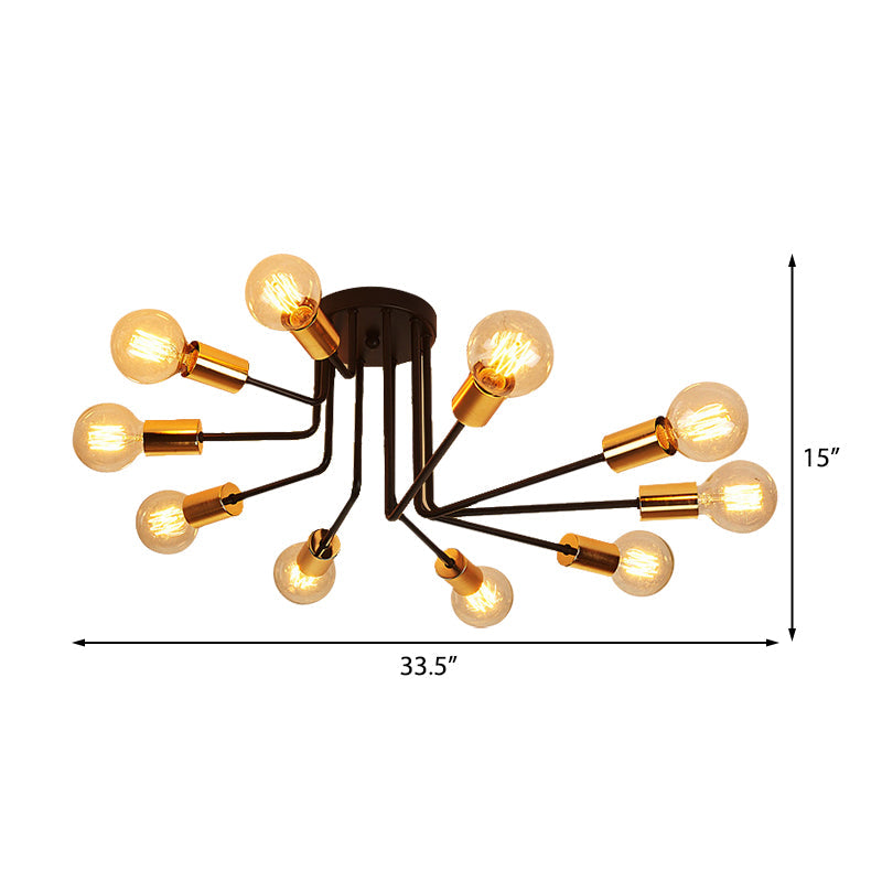 Sputnik Ceiling Flush Mount Traditional Metal 6/10 Lights Black Semi Mount Lighting for Living Room Clearhalo 'Ceiling Lights' 'Close To Ceiling Lights' 'Lighting' 226264_d8198132-3970-4230-93fe-0792171dec94
