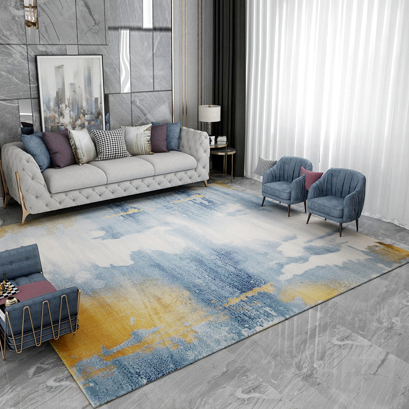 Old Rusty Print Rug Multi Colored Industrial Carpet Polyester Anti-Slip Backing Washable Stain Resistant Rug for Home Blue-Yellow Clearhalo 'Area Rug' 'Rug' 2262757