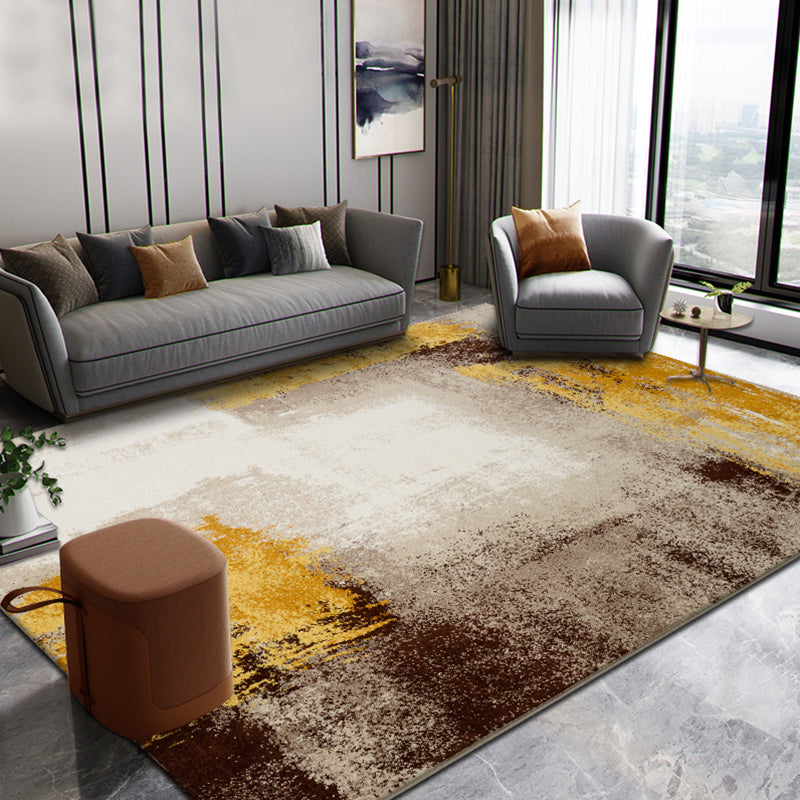 Industrial Print Rug Multi-Colored Polypropylene Area Carpet Non-Slip Pet Friendly Machine Washable Rug for Great Room Yellow-Brown Clearhalo 'Area Rug' 'Rug' 2262788