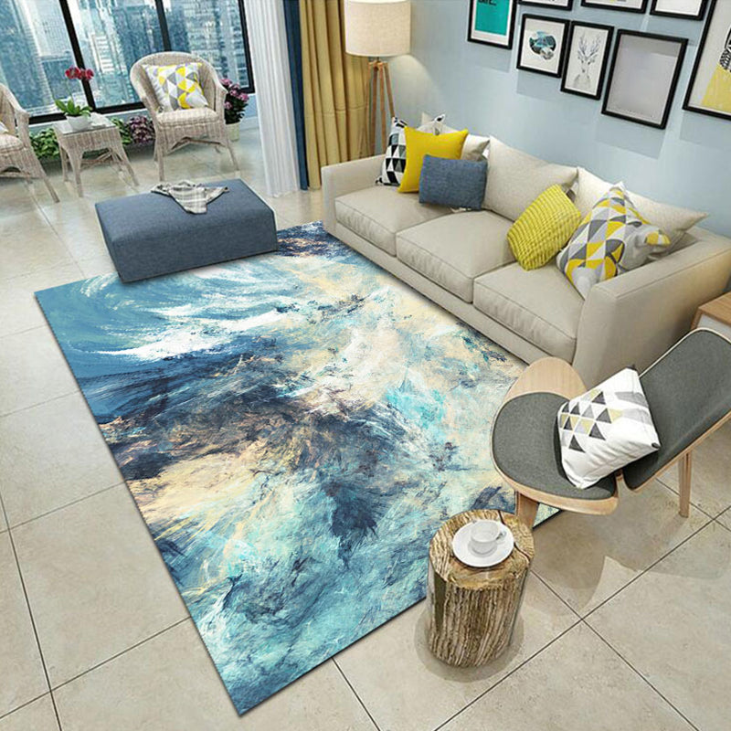 Punky Industrial Area Rug Multi Color Graffiti Abstract Rug Non-Slip Pet Friendly Stain Resistant Rug for Room Blue-Green Clearhalo 'Area Rug' 'Rug' 2263060