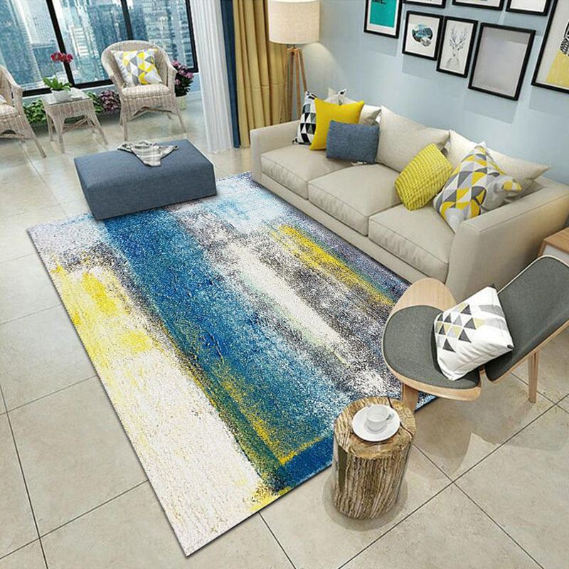 Punky Industrial Area Rug Multi Color Graffiti Abstract Rug Non-Slip Pet Friendly Stain Resistant Rug for Room Blue-Grey-Yellow Clearhalo 'Area Rug' 'Rug' 2263064