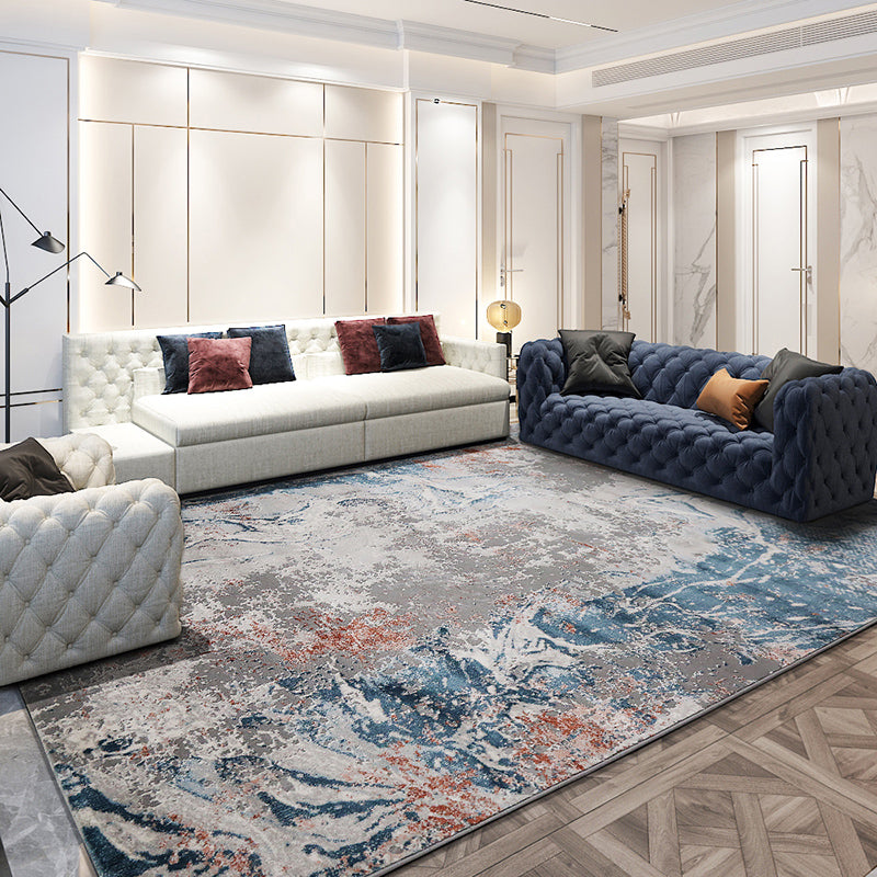 Industrial Bedroom Rug Multi Colored Mottled Worn Look Rug Polyester Anti-Slip Pet-Friendly Stain Resistant Rug Blue-Orange Clearhalo 'Area Rug' 'Rug' 2263068