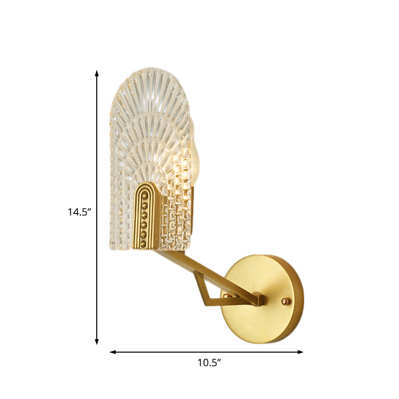 Crystal Tube/Cup/Flat Wall Mounted Lamp Minimalism 1 Light Brass Flush Wall Sconce for Bedside Clearhalo 'Modern wall lights' 'Modern' 'Wall Lamps & Sconces' 'Wall Lights' Lighting' 226409