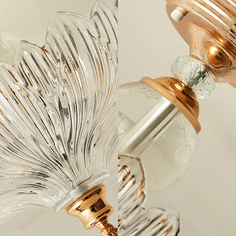 Black/Gold 3 Lights Ceiling Mount Traditional Crystal Scalloped Semi Flush Light for Dining Room, 12"/16" Wide Clearhalo 'Ceiling Lights' 'Close To Ceiling Lights' 'Close to ceiling' 'Semi-flushmount' Lighting' 226428