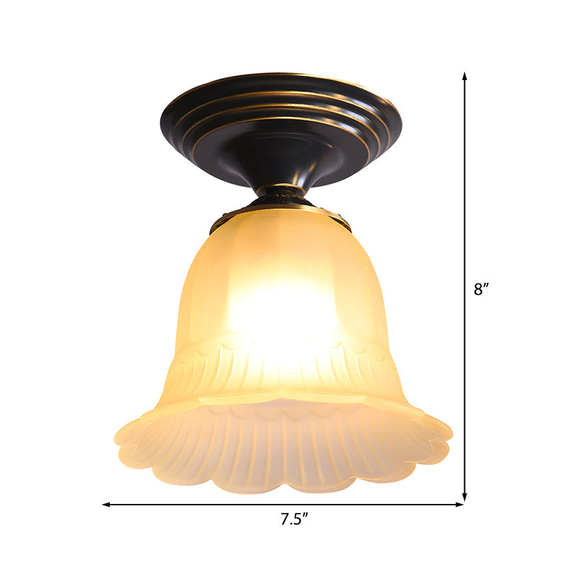 Flared Living Room Flush Mount Lamp Classic Frosted Glass 1 Light Beige Ceiling Lighting Clearhalo 'Ceiling Lights' 'Close To Ceiling Lights' 'Close to ceiling' 'Flush mount' Lighting' 226475