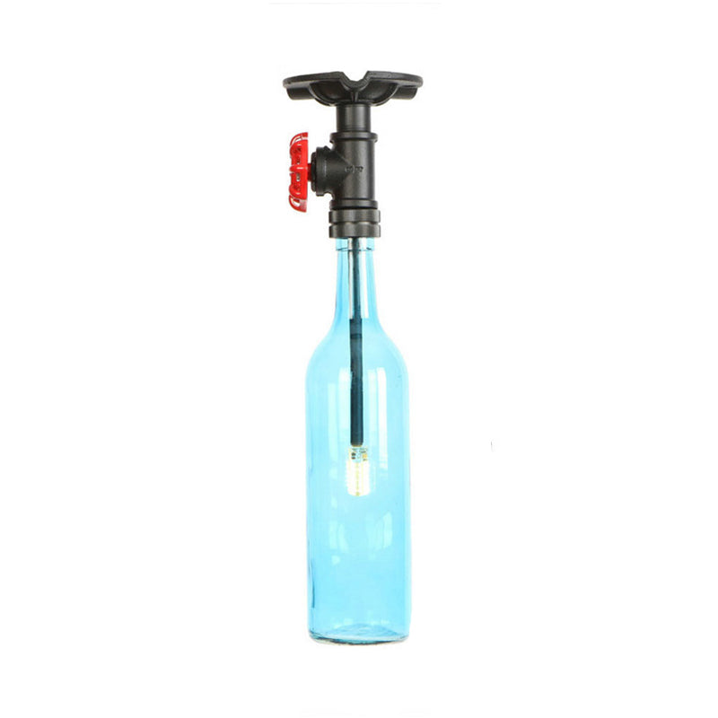 Bottle Semi Flush Light Rustic Single Light Semi Flushmount with Glass Shade Blue Clearhalo 'Ceiling Lights' 'Close To Ceiling Lights' 'Close to ceiling' 'Glass shade' 'Glass' 'Island Lights' 'Semi-flushmount' Lighting' 22648
