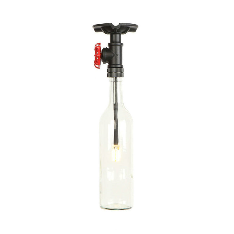 Bottle Semi Flush Light Rustic Single Light Semi Flushmount with Glass Shade Clear Clearhalo 'Ceiling Lights' 'Close To Ceiling Lights' 'Close to ceiling' 'Glass shade' 'Glass' 'Island Lights' 'Semi-flushmount' Lighting' 22650