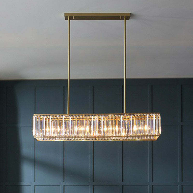 Tri-Prism Crystal Rectangle Island Light Fixture Modern Style Gold Ceiling Pendant Light Clearhalo 'Ceiling Lights' 'Island Lights' Lighting' 2265757