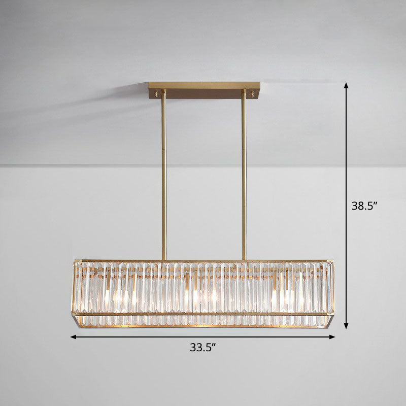Tri-Prism Crystal Rectangle Island Light Fixture Modern Style Gold Ceiling Pendant Light 3 Gold Clearhalo 'Ceiling Lights' 'Island Lights' Lighting' 2265760