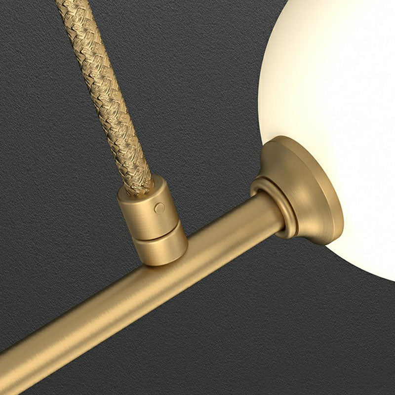 Minimalist U-Shaped Suspension Light Metal Dining Room Island Light with Ball Milky Glass Shade in Gold Clearhalo 'Ceiling Lights' 'Island Lights' Lighting' 2265834