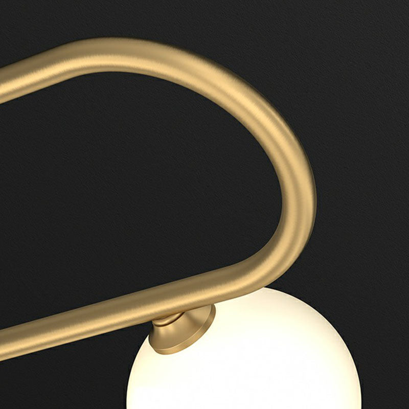 Linear Restaurant Island Pendant Light Ivory Ball Glass Postmodern LED Hanging Lamp in Gold Clearhalo 'Ceiling Lights' 'Island Lights' Lighting' 2265844