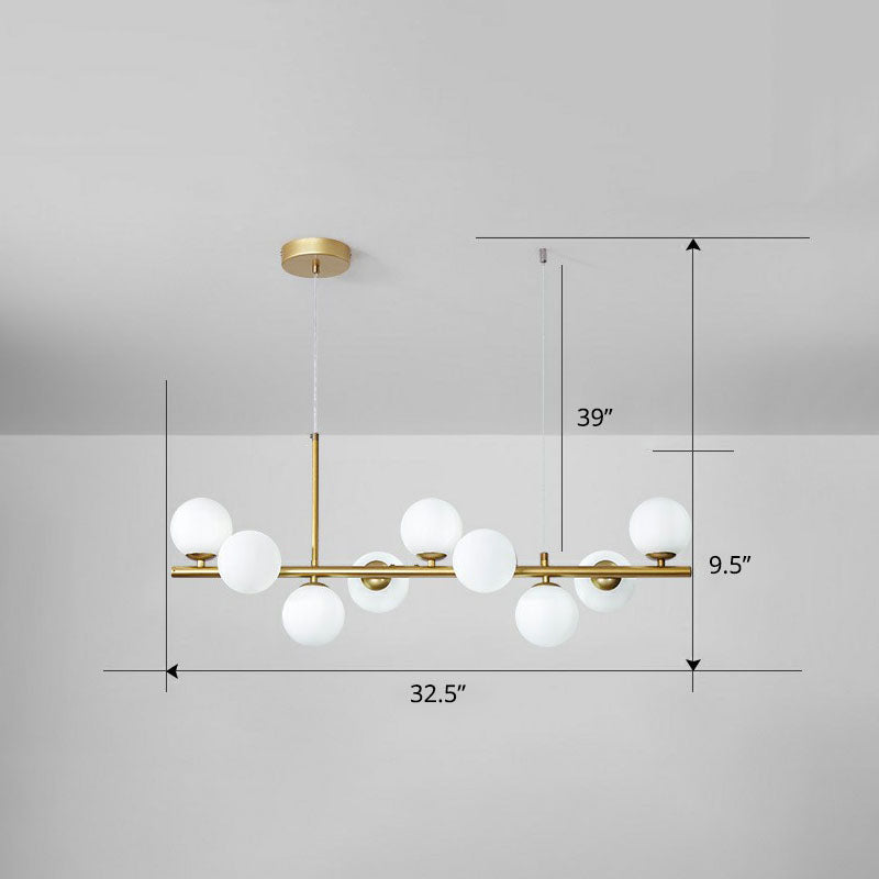 Glass Bubble Hanging Lamp Postmodernism LED Island Lighting Fixture for Dining Room 9 Gold Milk White Clearhalo 'Ceiling Lights' 'Island Lights' Lighting' 2265857