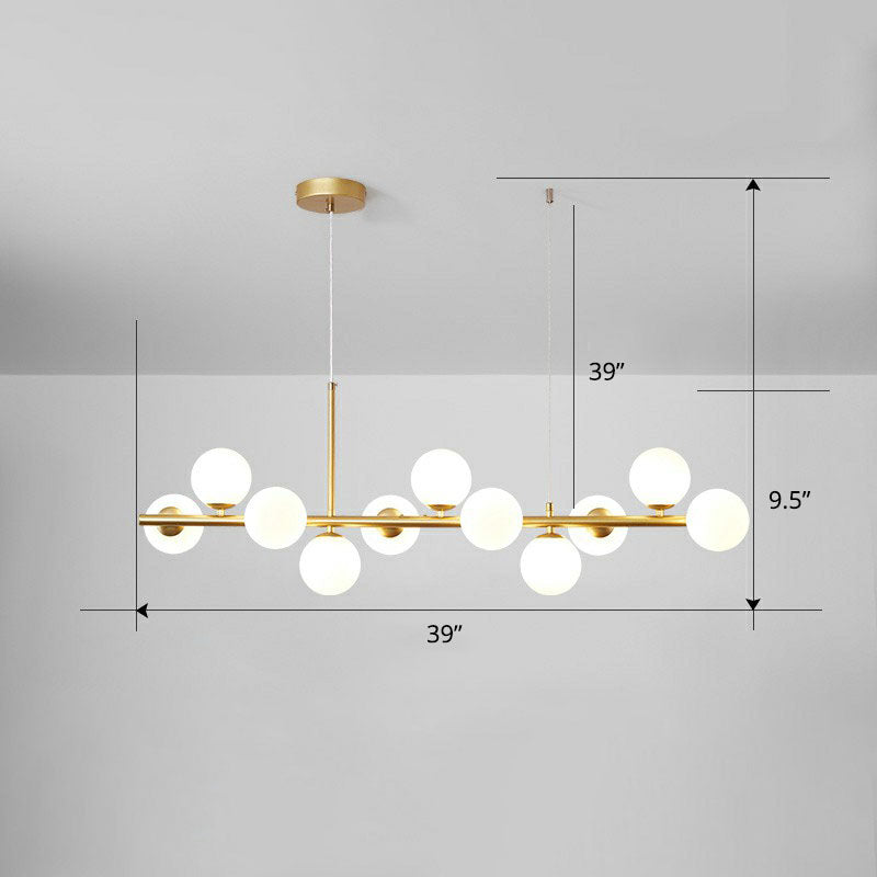 Glass Bubble Hanging Lamp Postmodernism LED Island Lighting Fixture for Dining Room 11 Gold Milk White Clearhalo 'Ceiling Lights' 'Island Lights' Lighting' 2265859