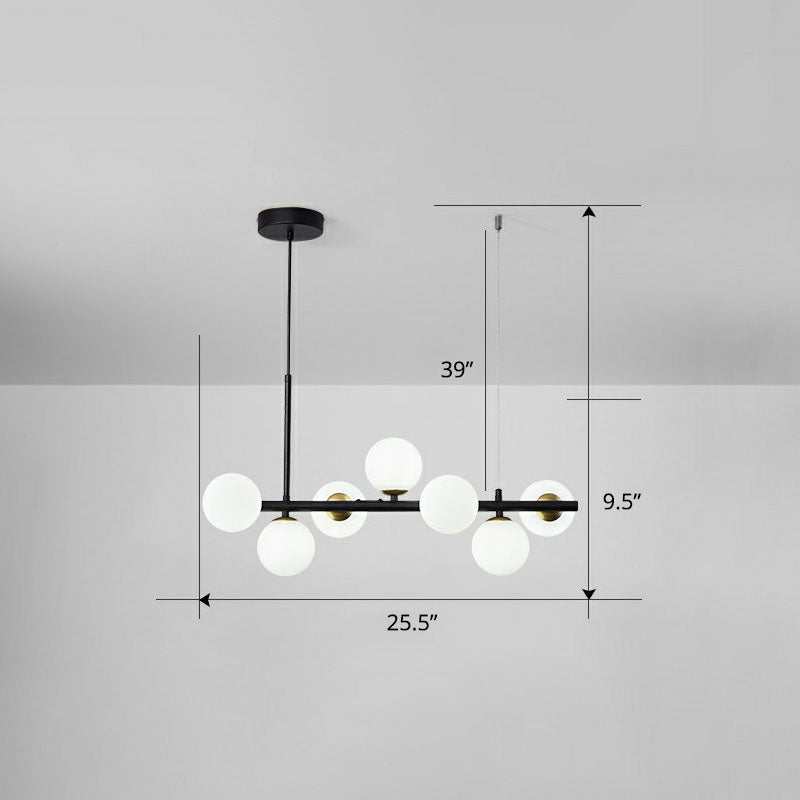 Glass Bubble Hanging Lamp Postmodernism LED Island Lighting Fixture for Dining Room 7 Black Milk White Clearhalo 'Ceiling Lights' 'Island Lights' Lighting' 2265861