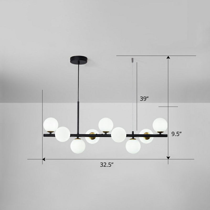 Glass Bubble Hanging Lamp Postmodernism LED Island Lighting Fixture for Dining Room 9 Black Milk White Clearhalo 'Ceiling Lights' 'Island Lights' Lighting' 2265862