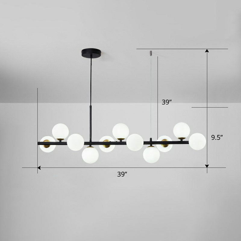 Glass Bubble Hanging Lamp Postmodernism LED Island Lighting Fixture for Dining Room 11 Black Milk White Clearhalo 'Ceiling Lights' 'Island Lights' Lighting' 2265864