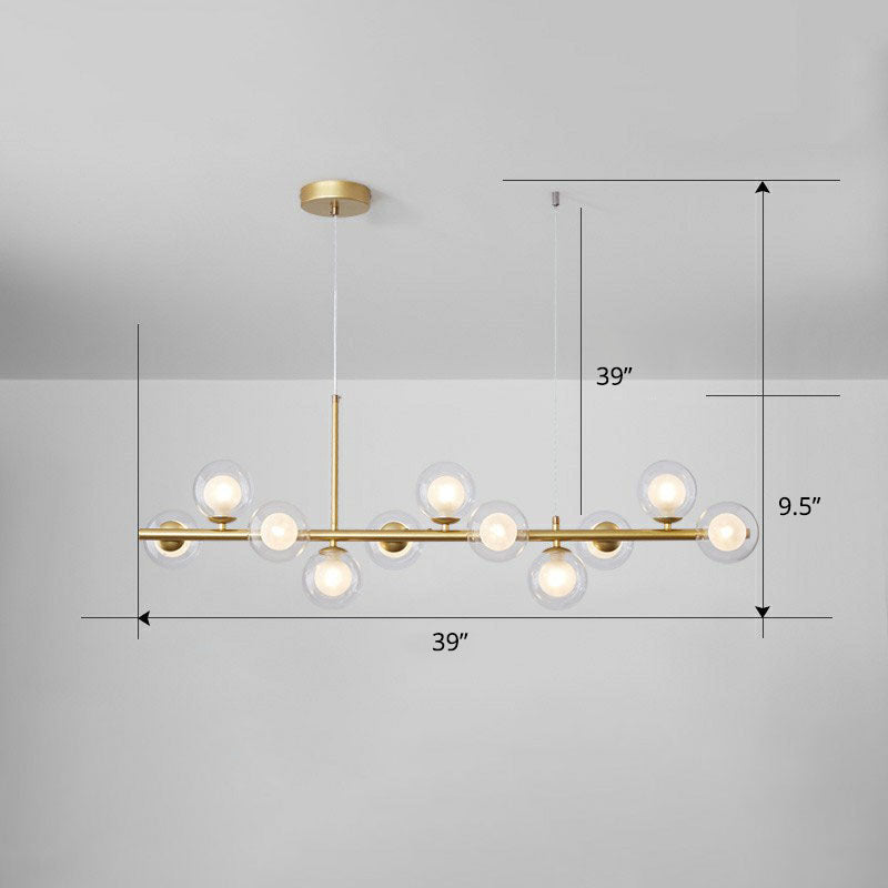 Glass Bubble Hanging Lamp Postmodernism LED Island Lighting Fixture for Dining Room 11 Gold Clear Clearhalo 'Ceiling Lights' 'Island Lights' Lighting' 2265868